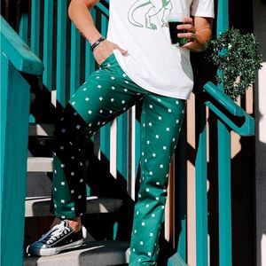 Tipsy Elves Men’s Classic Clover Pants, NWT Shamrock, St Patrick’s Day Pants